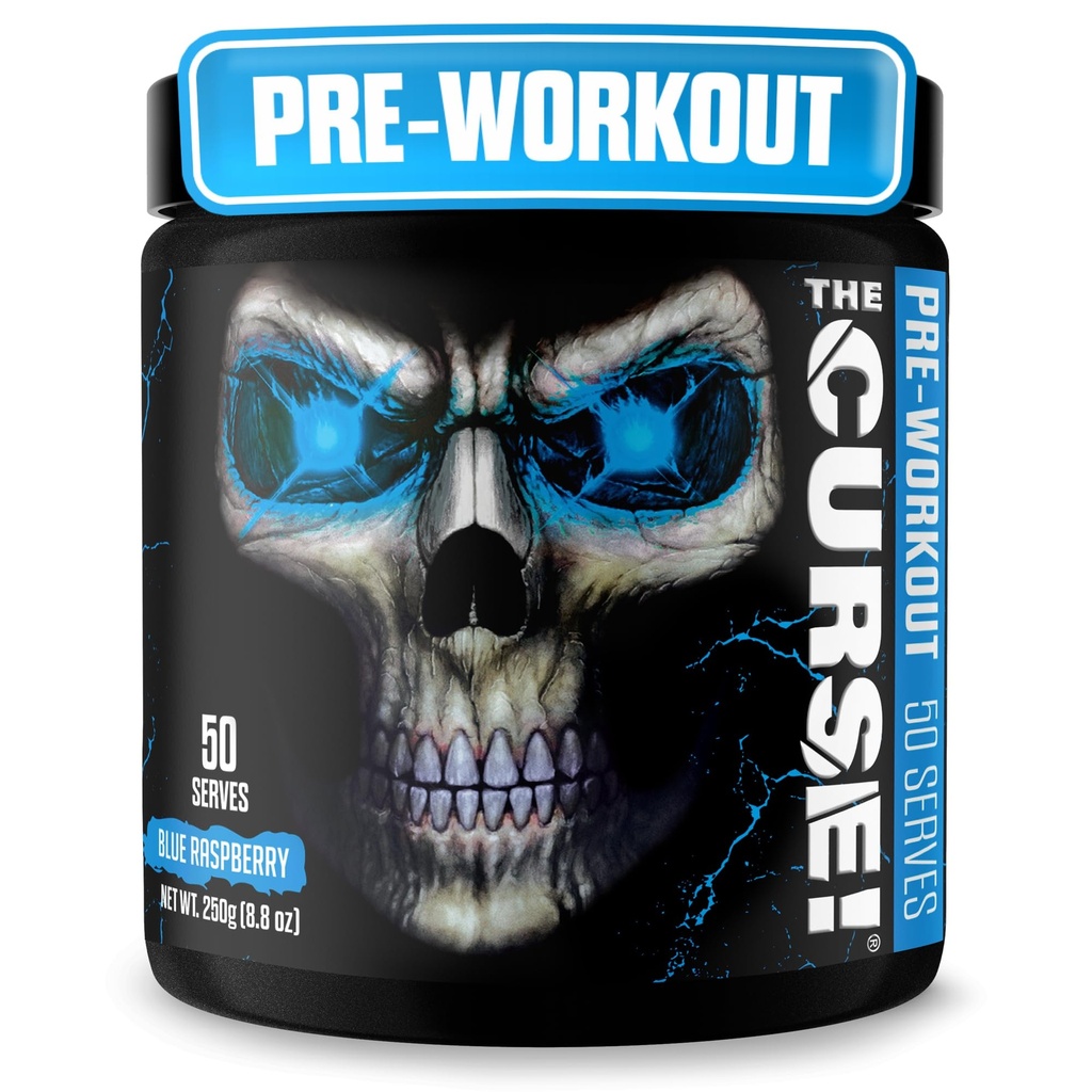 JNX SPORTS The Curse! Blue Raspberry Pre Workout Powder with Creatine – Extreme Energy Preworkout for Men & Women – 50 Servings – L Citrulline, Beta Alanine & Caffeine for Pump, Strength & Focus