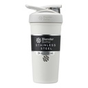 BlenderBottle Strada Shaker Cup Botella de agua de acero inoxidable aislada con Wire Whisk, 24 onzas, blanco