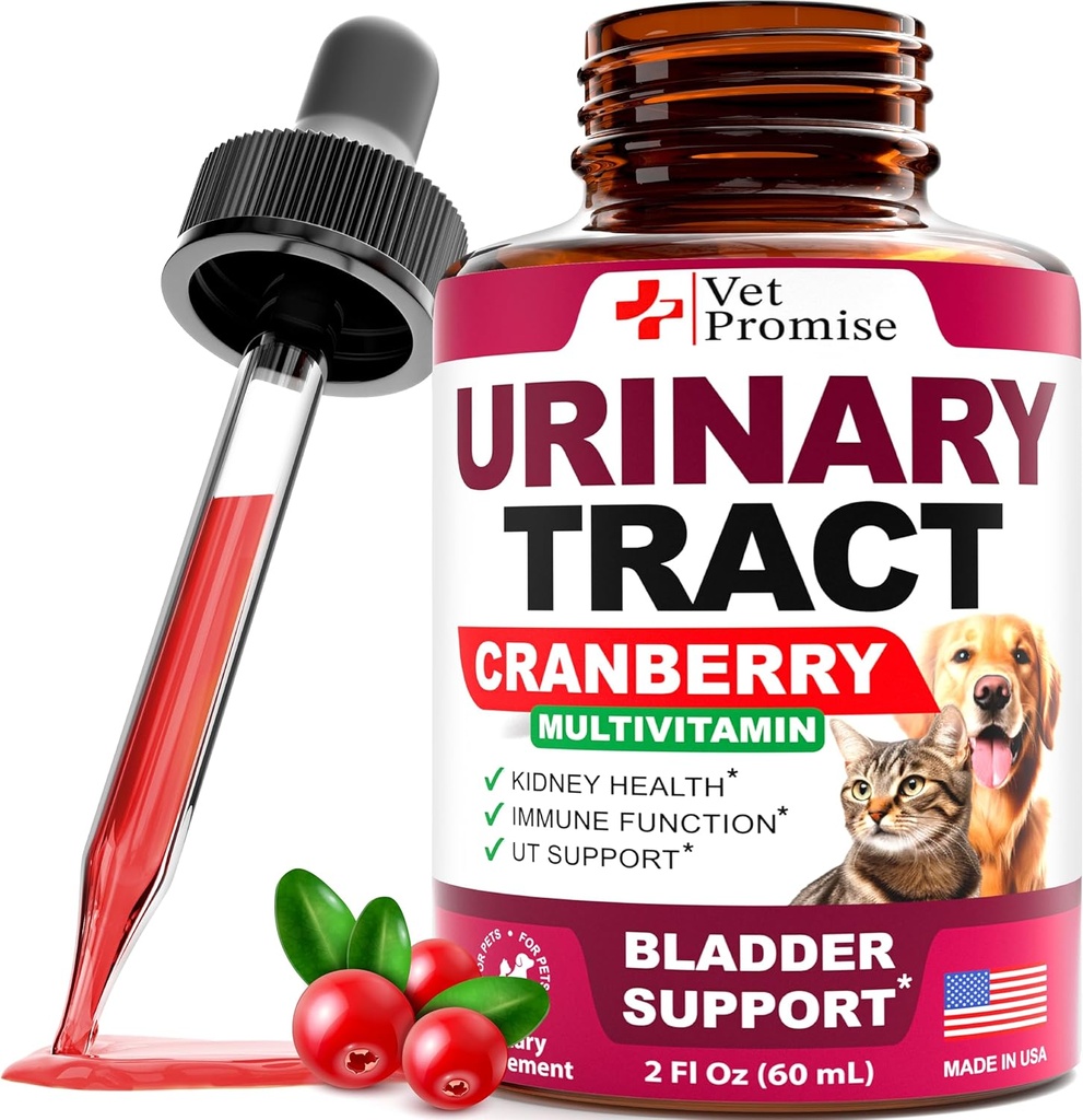 Cat & Dog UTI Treatment - Urinary Tract Infection Treatments with Cranberry - Dog & Cat UTI Medicine - Advanced Kidney & Bladder Support Multivitamin - Renal Health Supplement Vitamins - Made in USA
