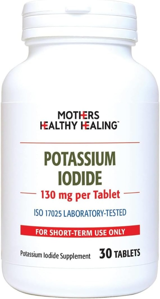 Iodida de potasio 130 mg KI Suplemento Silencio 30 Tabletas para el soporte tiroideo Silencioso - YODO Naciente