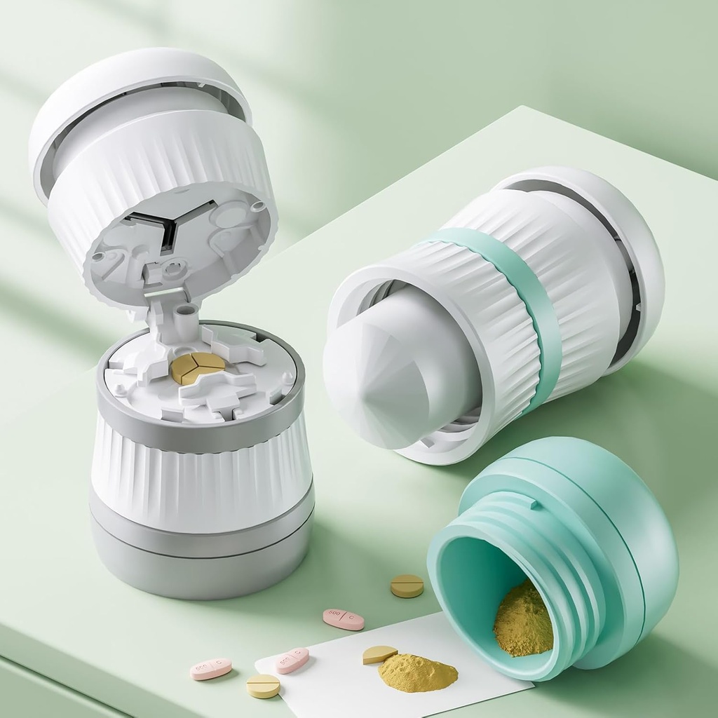 Pill Cutter - Pill Splitter con hoja de acero inoxidable para cortar pequeñas pastillas o grandes píldoras en un tercero, Pill Cutter 1/3, Apto para cortar vitaminas, tabletas (1-3 gris)