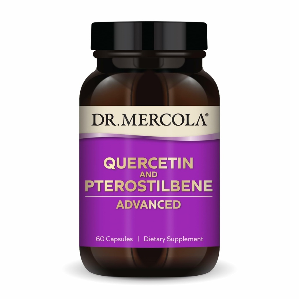Dr. Mercola Quercetin & Pterostilbene Advanced - Supports Respiratory & Immune Health - 500 mg Quercetin - High-Bioavailability Formula - Non-GMO, Gluten-Free & Soy Free - 60 Capsules (30 Servings)