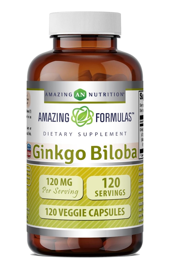 Fórmulas increíbles Ginkgo Biloba 120 Mg Suplemento 120 Capsules ← Estándarizado para Contener 24% Ginkgo Flavone Glycosides ← Non-GMO TEN Gluten Free TEN Made in USA