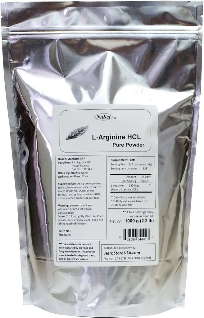 L-Arginina HCl Pure Powder 1000g (2.2 lb)