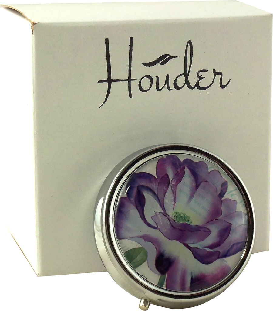 Caja de Pill Designer por Houder - Caja de Pill Decorativa con Caja de Regalos - Llevar tus Meds en Estilo (Flora Púrpura)