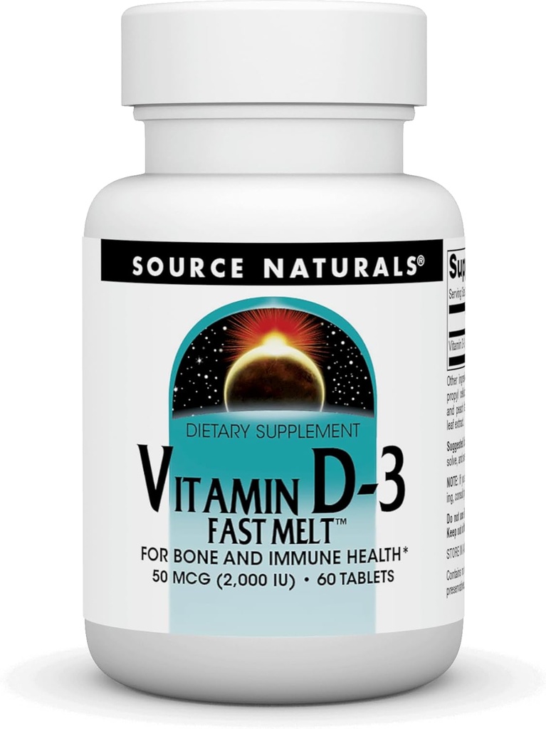 Fuente Naturals Vitamina D-3 2000 iu Soporta Bone & Immune Health - Black Cherry Peach Flavor - 60 Fast Melt Tablets
