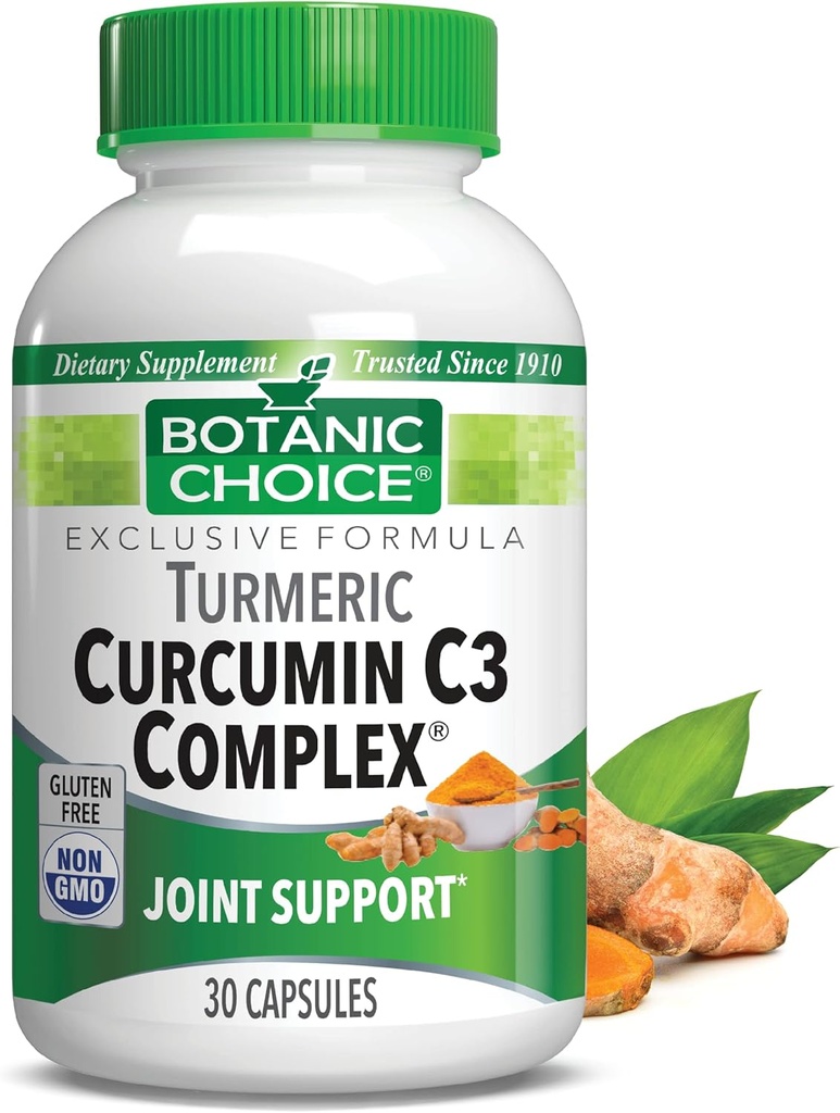 Botanic Choice Curcumin C3 Complex with Bioperine - Adult Daily Supplement - 30 Pills