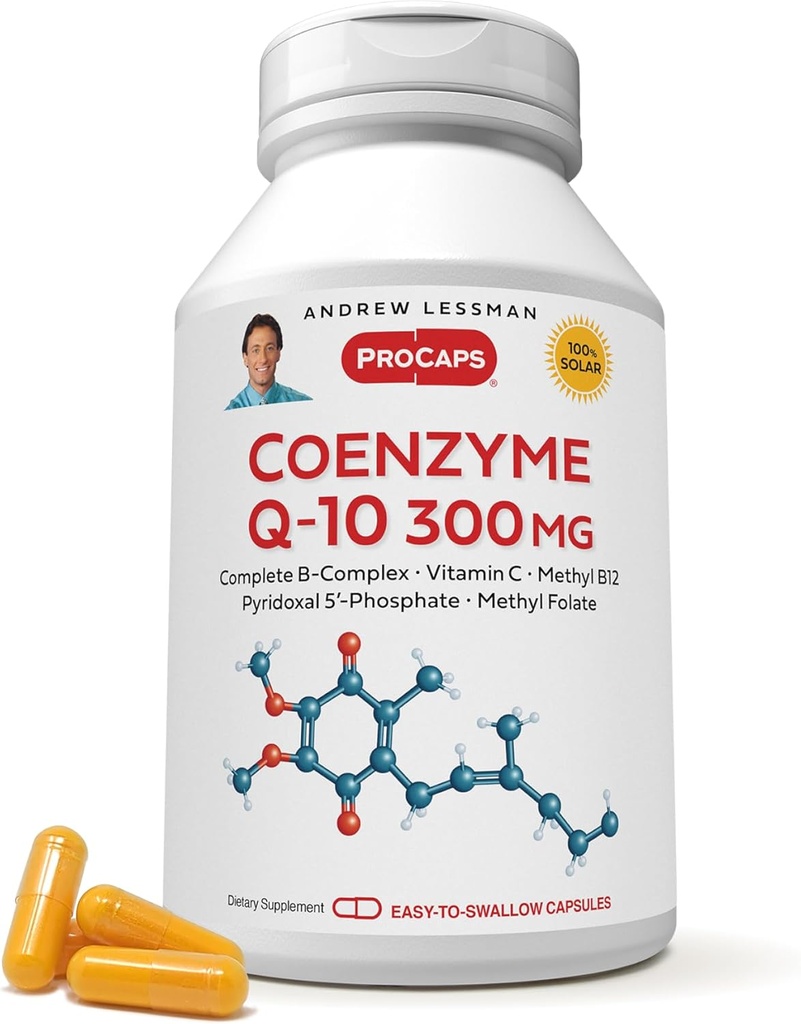 ANDREW LESSMAN Coenzyme Q-10 300 mg 120 Capsules - Essential for Energy Production and Optimum Key Organ Function, Anti-Oxidant Support, Depleted by Aging, Plus B-Complex. Easy to Swallow Capsules