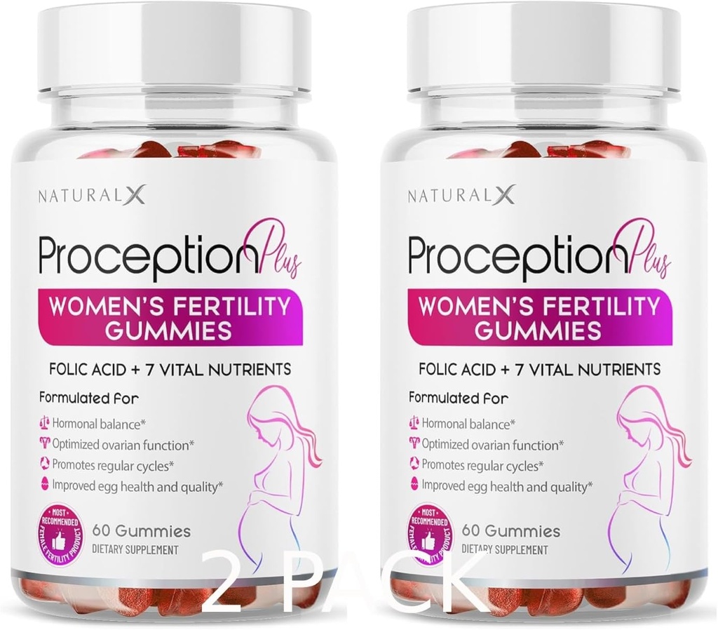 Fertilidad Gummies for Women - Myo-Inositol, Ácido Fólico, Biotina, Vitaminas B - Suplemento de Inositol para Apoyo Femenino de Fertilidad, Equilibrio hormonal, Ovulación, Concepción prenatal (60 Gummies, 2 Pack)