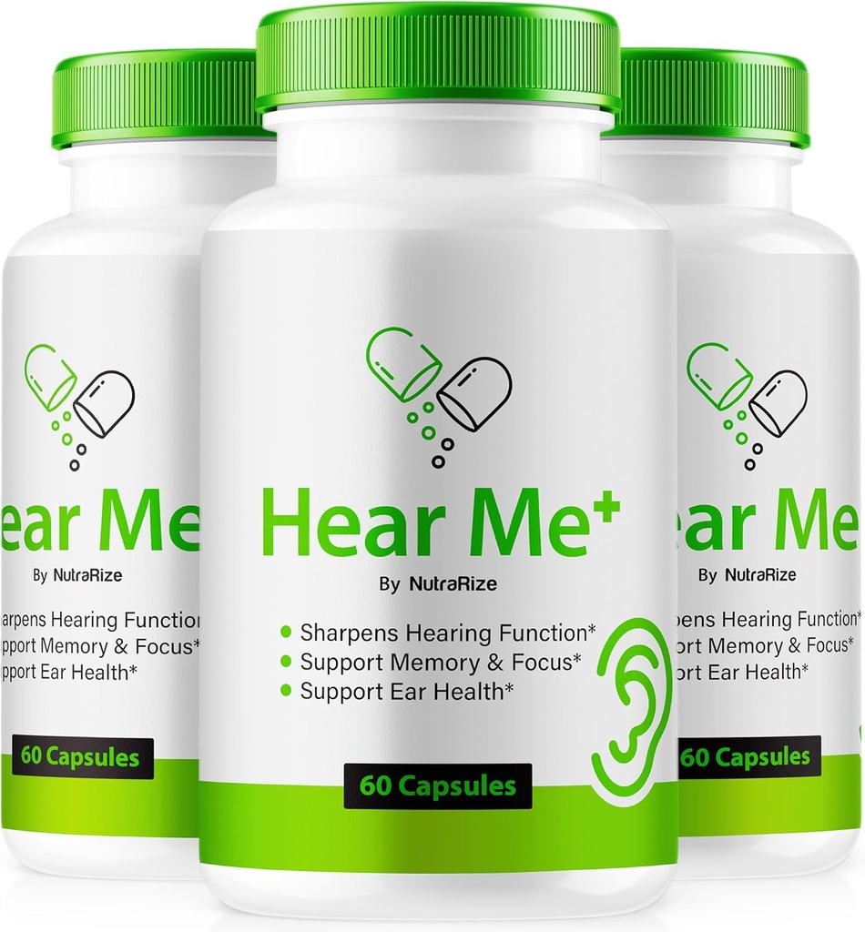 (3 Pack) Escuchame + cápsulas, HearMe oficial + píldoras, Oírme más Fórmula de oído para una audiencia saludable, HearMe Premium Plus para la salud del oído, soporte de limpieza natural del oído, Audi Me+ Revisión (180 cápsulas)