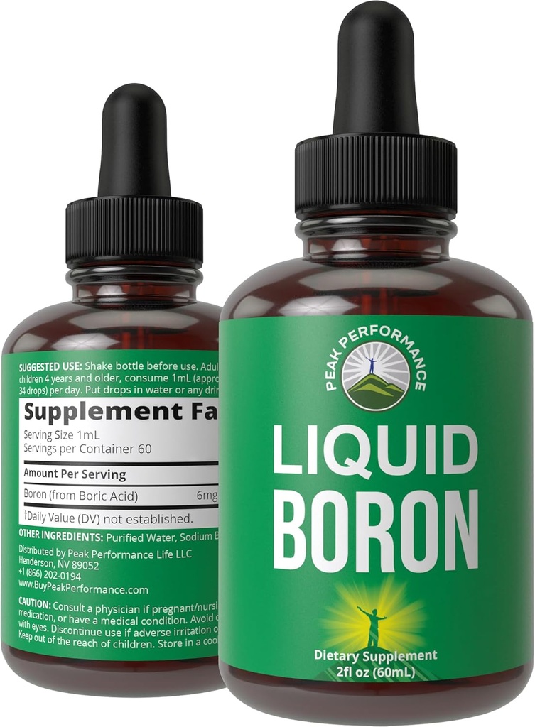 Liquid Boron Supplement for Men and Women. Mined in The USA. Vegan + Ionic Trace Mineral Drops with High Bioavailability for Bone, Joint Health. Zero Sugar, No Bitter Taste. Boron Complex Supplements