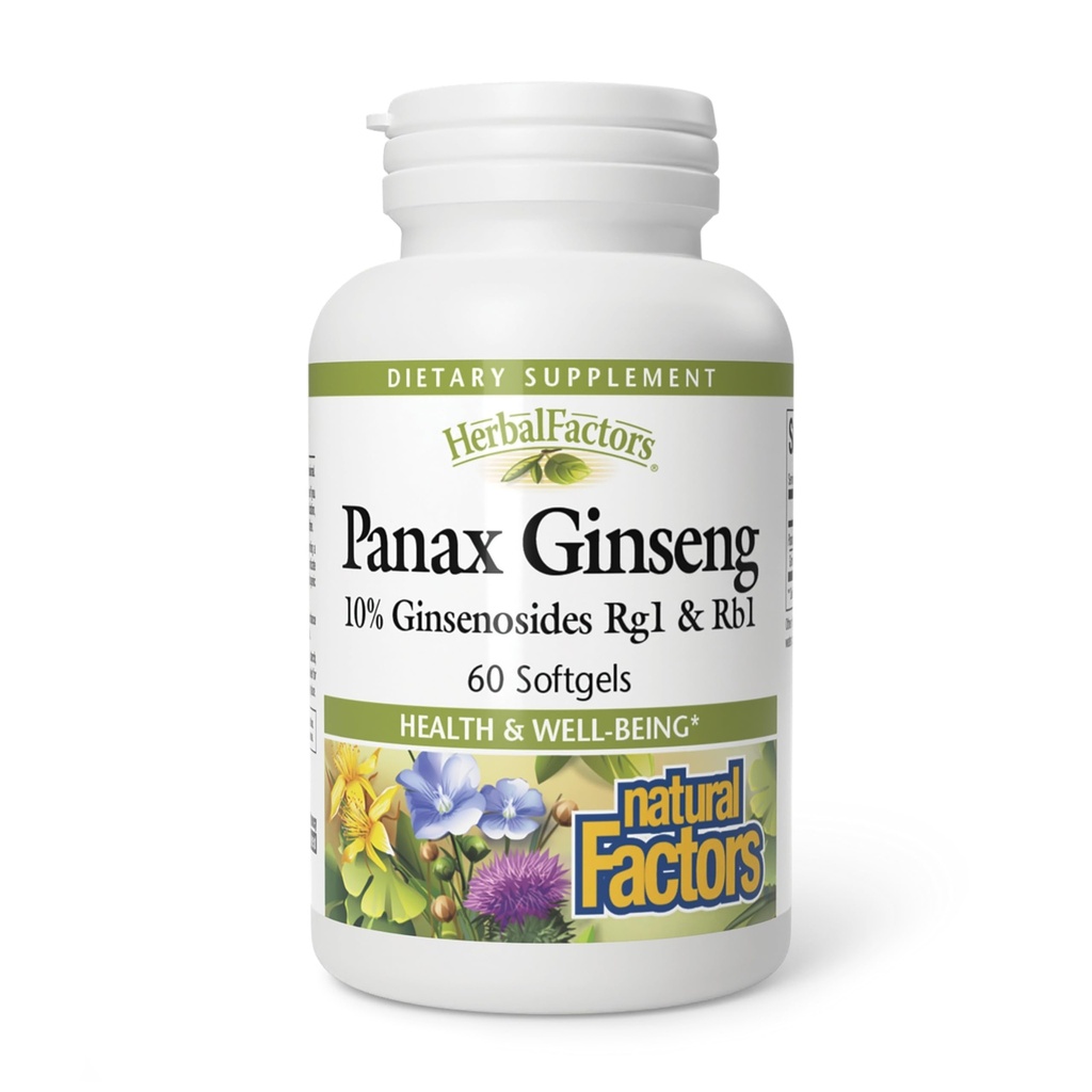HerbalFactors by Natural Factors, Panax Ginseng, Promotes Resistance to Everyday Stress and a Healthy Well-Being, 60 softgels (60 servings)