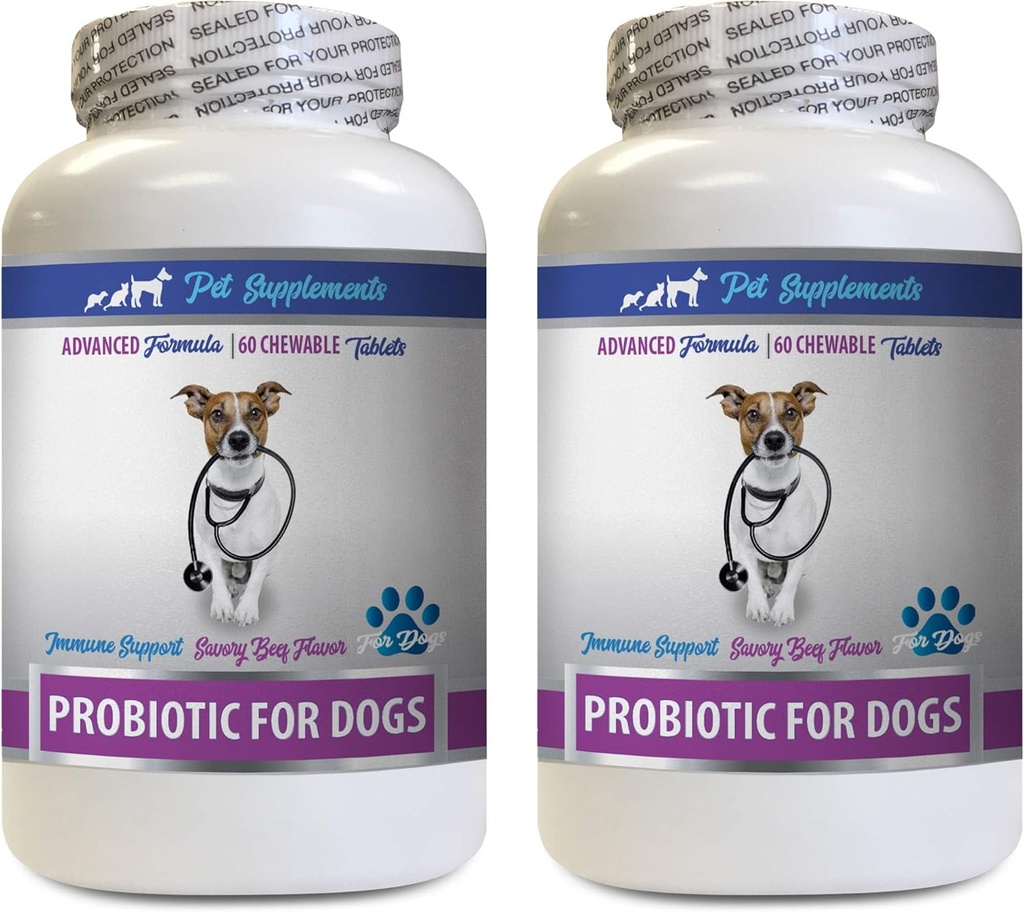 Dog Gut Restoration - PROBIOTICS for Dogs - Healthy Gut - Stop Gas Diarrhea and Bad Breath - Digestive Boost - Dog probiotics enzymes - 2 Bottles (120 Treats)