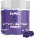 Droppels Men's Multivitamin Gummies with Folic Acid, Vitamins A, D, C, E, K, B6, B12, Biotin & More | Vegan, Non-GMO & Pectin-Based | Fresh BlackBerry Flavor, 60 Count