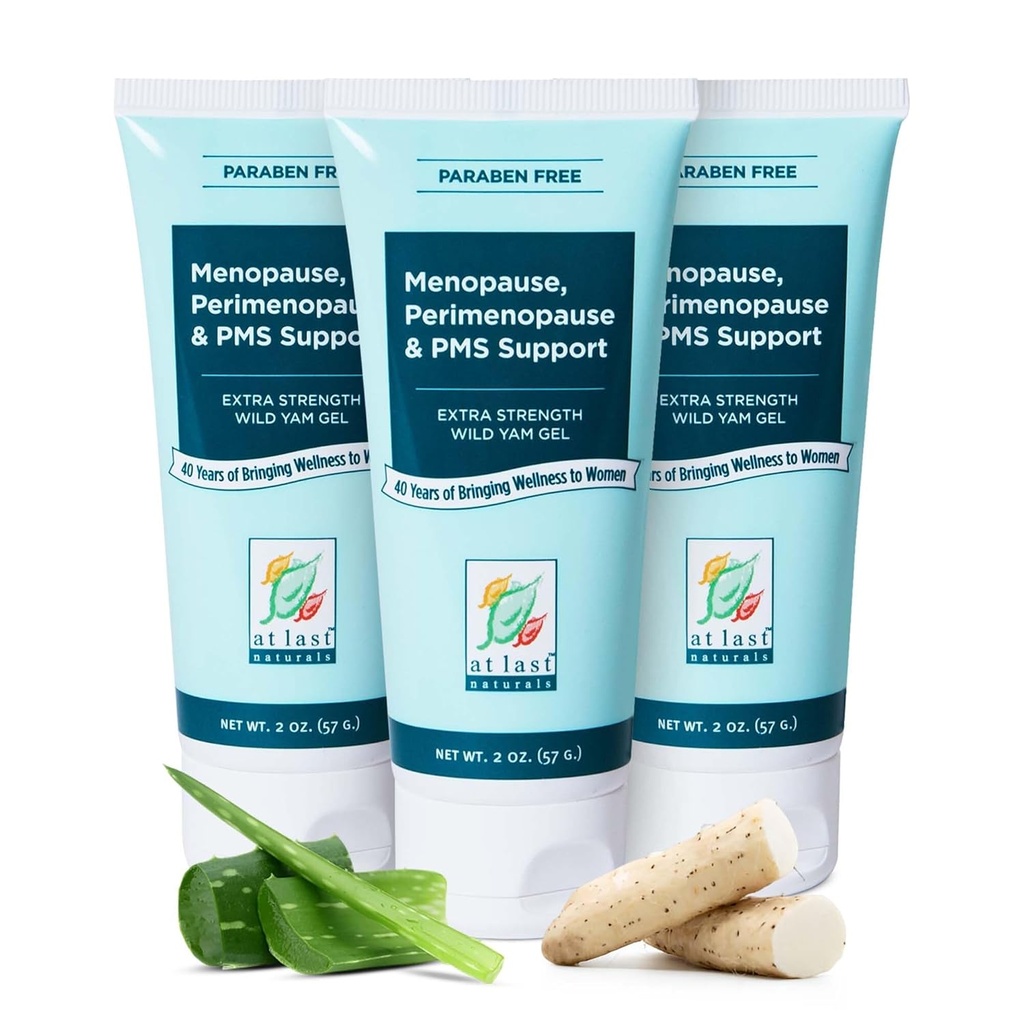 En Last Naturals Wild Yam Gel Extra Strength Menopause Relief, Perimenopause Support y PMS Relief, puede ayudar a reducir naturalmente los flashes calientes (2 oz, 3 Pack)