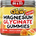 Center-Filled Magnesium Glycinate Gummies 400MG - High Absorption for Kids, Teens & Adults - Supplement for Sleep, Calm & Muscle Relaxation with B6 & D3 - Gluten Free & Vegan Friendly - 120 Count