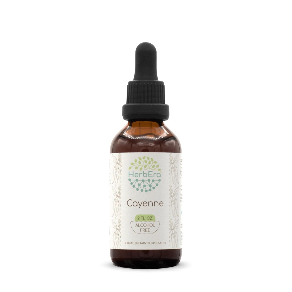 HerbEra Cayenne B60 Extracto herbario libre de alcohol Tintura, gotas líquidas concentradas Cayena natural (Capsicum annuum) 2 fl oz