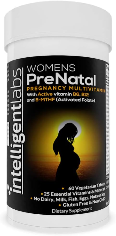 Intelligent Labs Women's Prenatal Multivitamin, 25 Essential Pregnancy Vitamins and Minerals, with 5-MTHF Activated Folate, Active B12 and B6, Easy-to-Take, 2 Months Supply