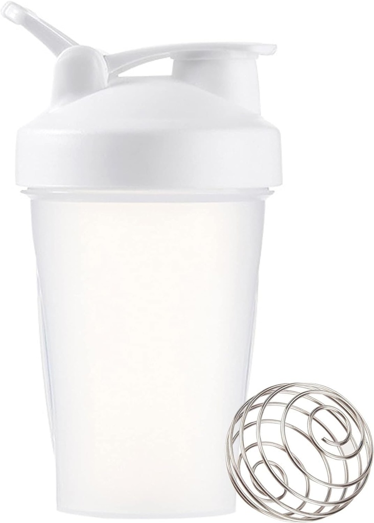 Botella de Shaker 12oz Botella de plástico Protein para el entrenamiento Pre &amp; Post con almacenamiento de caja Twist y Lock Protein, Botella de fitness portátil para atletas de fitness (blanco, 12 oz)