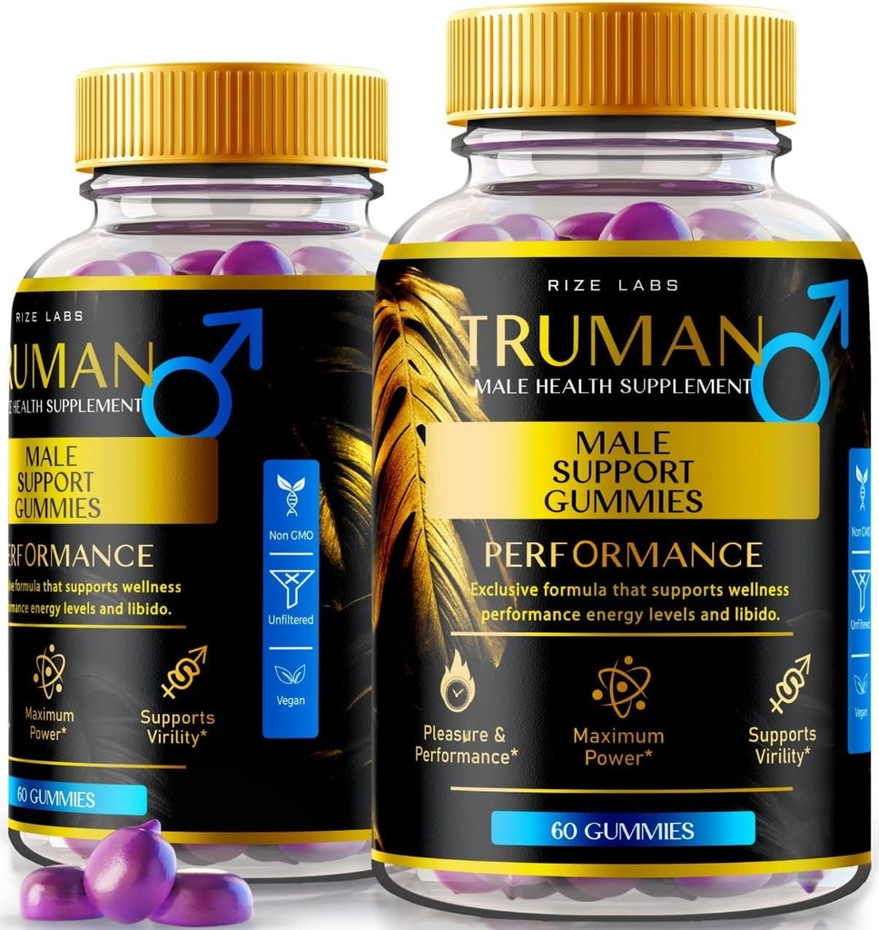 rize labs (2 Pack) Truman Gummies, Truman for Men, Truman Performance Supplement Reviews, Truman Gummy, TrumanMale Support, Tru Man All-Natural Supplement, Gomitas (120 Gummies)