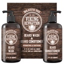 Viking Revolution Beard Wash and Beard Conditioner for Men with Argan Oil and Jojoba Oil - Beard Softener and Strengthener Beard Care Beard Shampoo and Conditioner with Beard Oil (17oz, Majestic Oud)