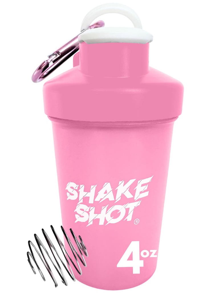 Rosa - 4oz Botella Mini Shaker para Pre Workout, Creatina, Pequeños Suplementos Scoop (No para Proteína) Clip &amp; Shaker Ball