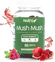 Lions Mane Suplemento - Mushroom Gummies - Mush Mush Genius Mushrooms Magic Mind - promueve Focus with L-Theanine & Lions Mane - Raspberry & Pomegranate Flavor for Perk Energy - 60 Gummies