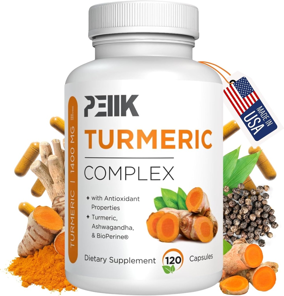 Turmeric Curcumin with Black Pepper & Ashwagandha - High Absorption Ultra Potent Turmeric Supplement with 95% Curcuminoids, BioPerine & Ashwagandha - Turmeric Capsules for Joint Support 120 Capsules