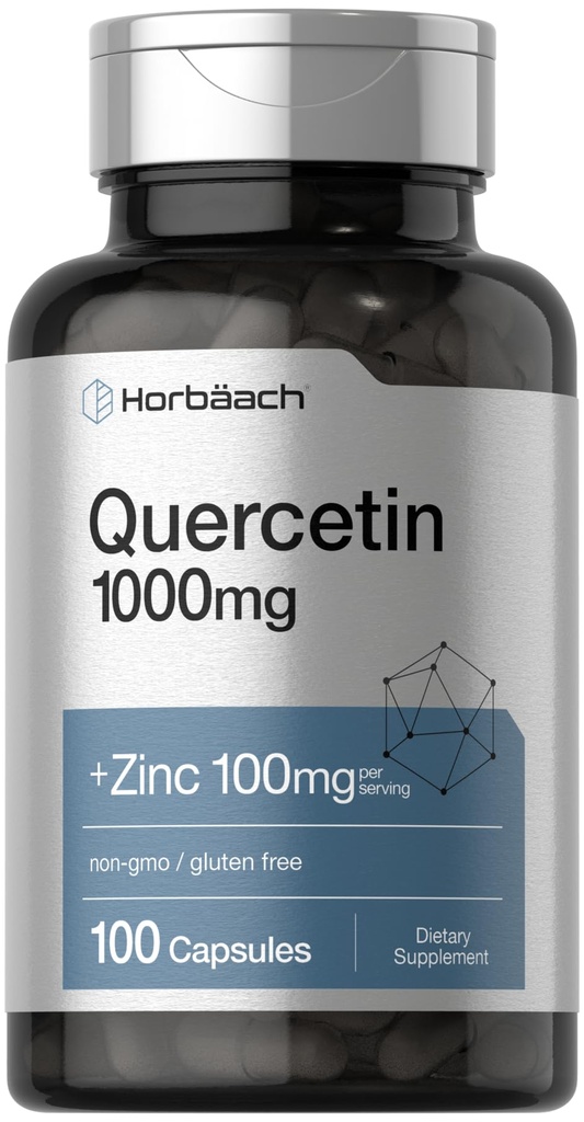 Horbäach Quercetin 1000mg  100 Capsules ← 100mg Zinc ← Non-GMO, Gluten Free Supplement ← High Potency Formula