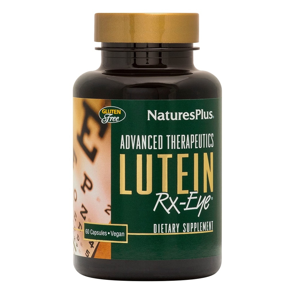 Natures Plus Advanced Therapeutics Lutein Rx-Eye - 20 mg, 60 cápsulas vegetarianas - Función del ojo Apoyo Suplemento mejorado con Zeaxanthin, Antioxidante - Sin gluten - 20 piezas