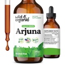 Wild &amp; Organic Arjuna Bark Tincture - Suplemento general de bienestar - Alcohol-Free Liquid Drops - Terminalia Arjuna Bark Extract - No Sugar &amp; Additives, Non-GMO - 4 fl oz