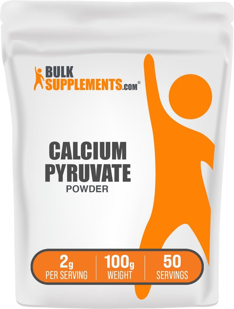 BulkSupplements.com Calcium Pyruvate Powder - Calcium Supplement, Pyruvate Supplement - Unflavored & Gluten Free, 2g per Serving, 100g (3.5 oz) (Pack of 1)