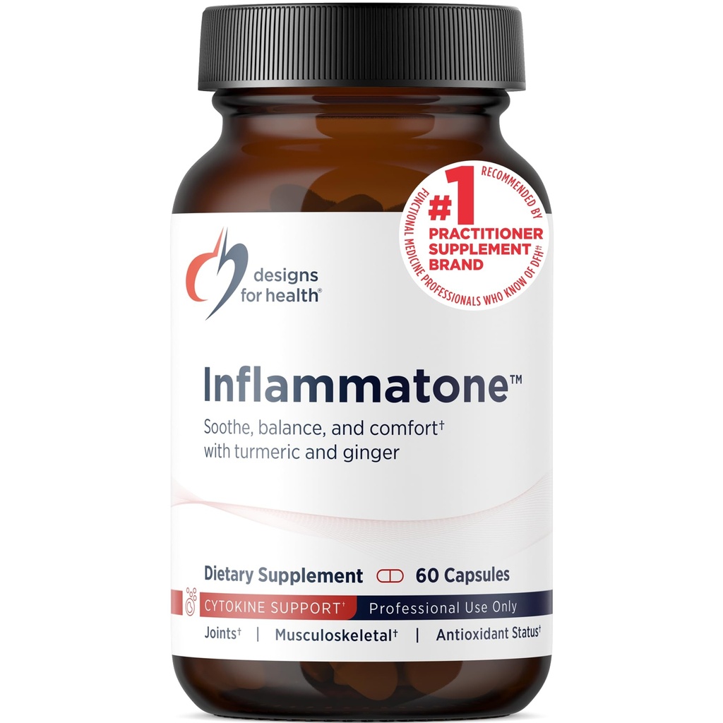 Designs for Health Inflammatone - Turmeric Supplements with Proteolytic Enzymes, Boswellia, Quercetin & Resveratrol (60 Capsules)