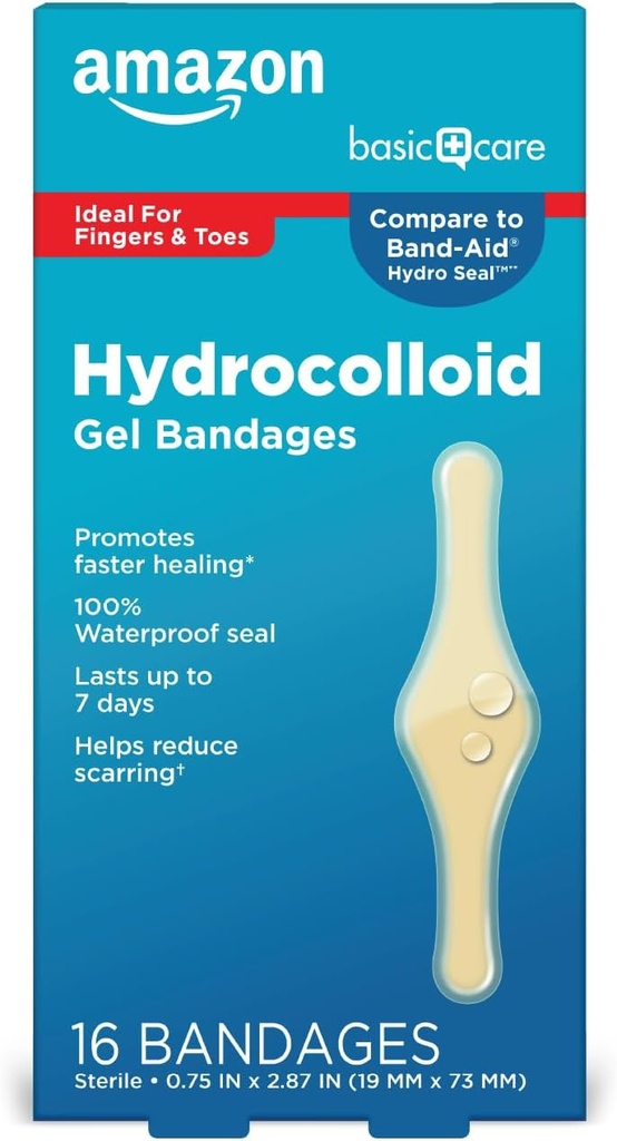Cuidado básico Advanced Fast Healing Hydrocolloid Gel Bandages, Fingers & Toes, 16 ct