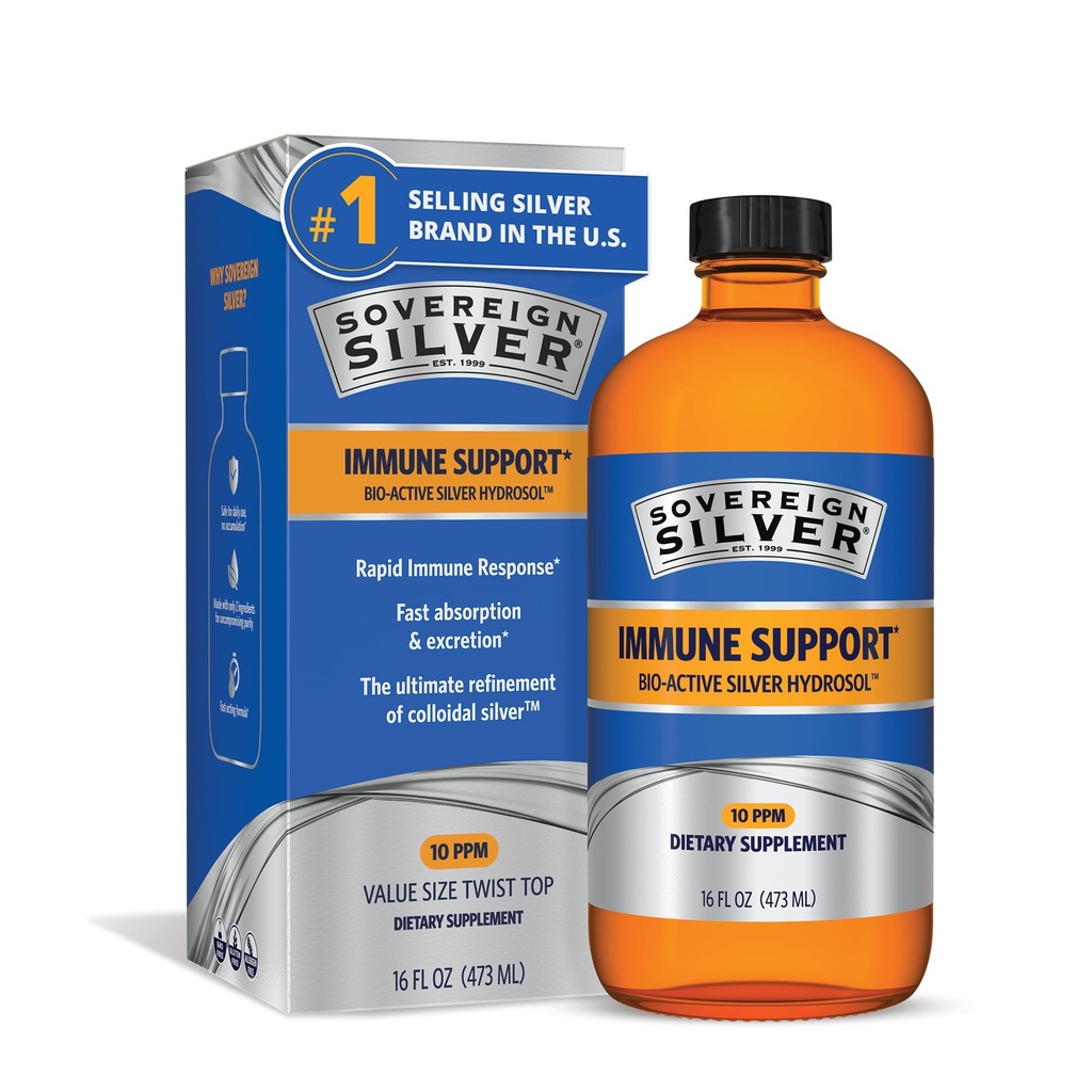 Soberana Silver Bio-Active Silver Hydrosol for Immune Support - Colloidal Silver Liquid -10 ppm, 16oz (473mL) - Calidad del valor