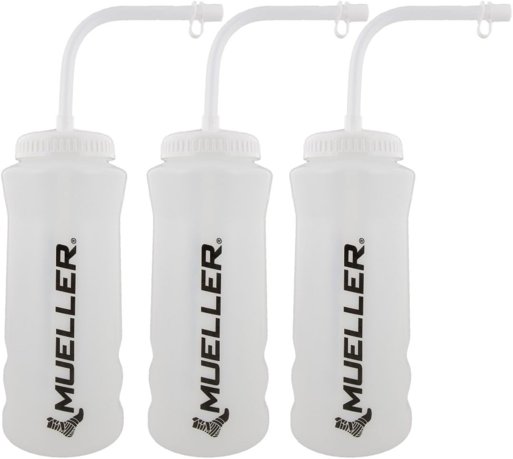 Mueller Quart Bottle w / Straw, Color natural w / Cartas negras (3-Pack)