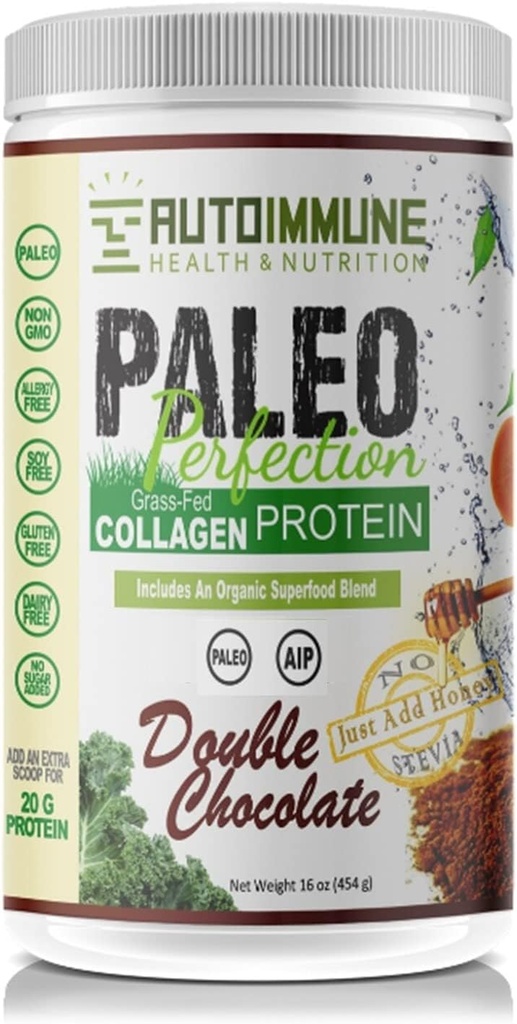 Autoimmune Health & Nutrition Paleo Perfection Double Chocolate Protein Powder (NO STEVIA, AIP Elimination Phase Compliant), 16 Ounce (Pack of 1)