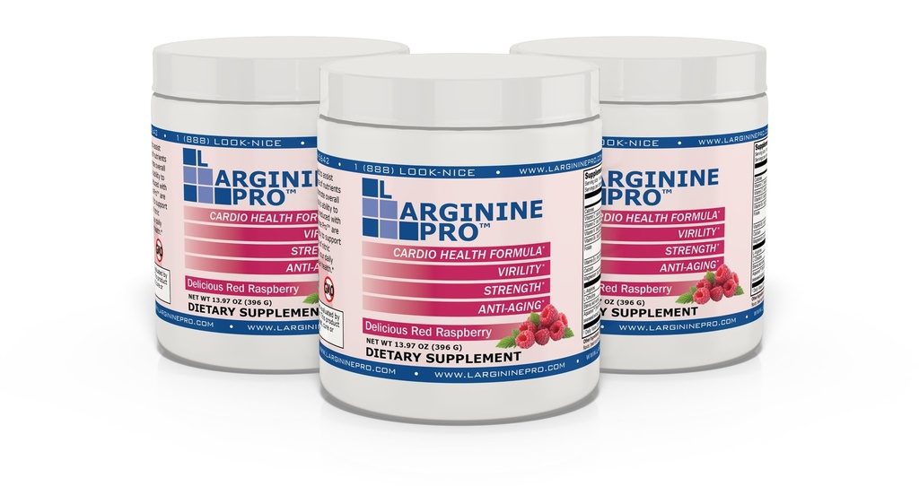 L-ARGININE PRO Silencio L-arginina Suplemento Polvo Silencioso 5,500mg de L-arginina Plus 1,100mg L-Citrulline (Raspberry, 3 Jars)