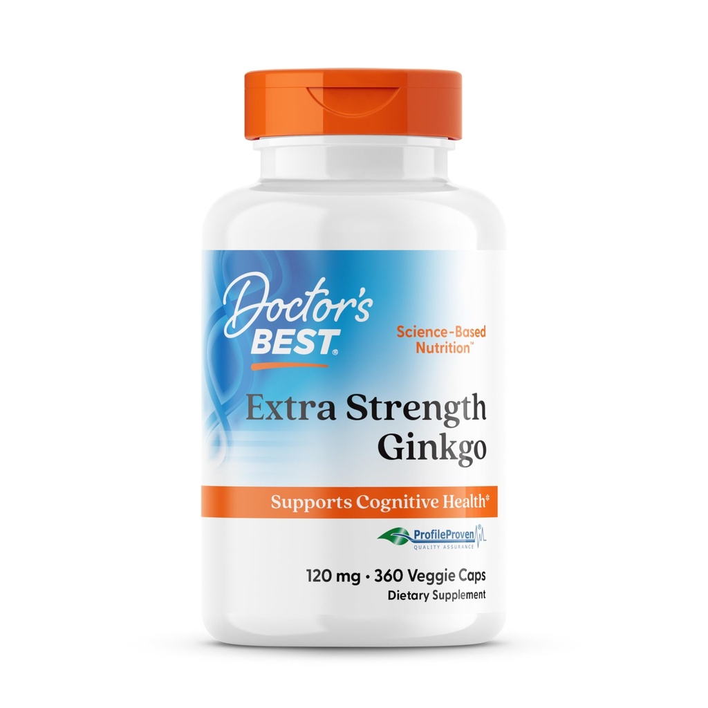 El mejor Ginkgo de fuerza extra del médico, no GMO, Vegan, Gluten Free, Soy Free, promueve la función mental y la memoria, 120 mg, 360 Conde (Pack of 1)