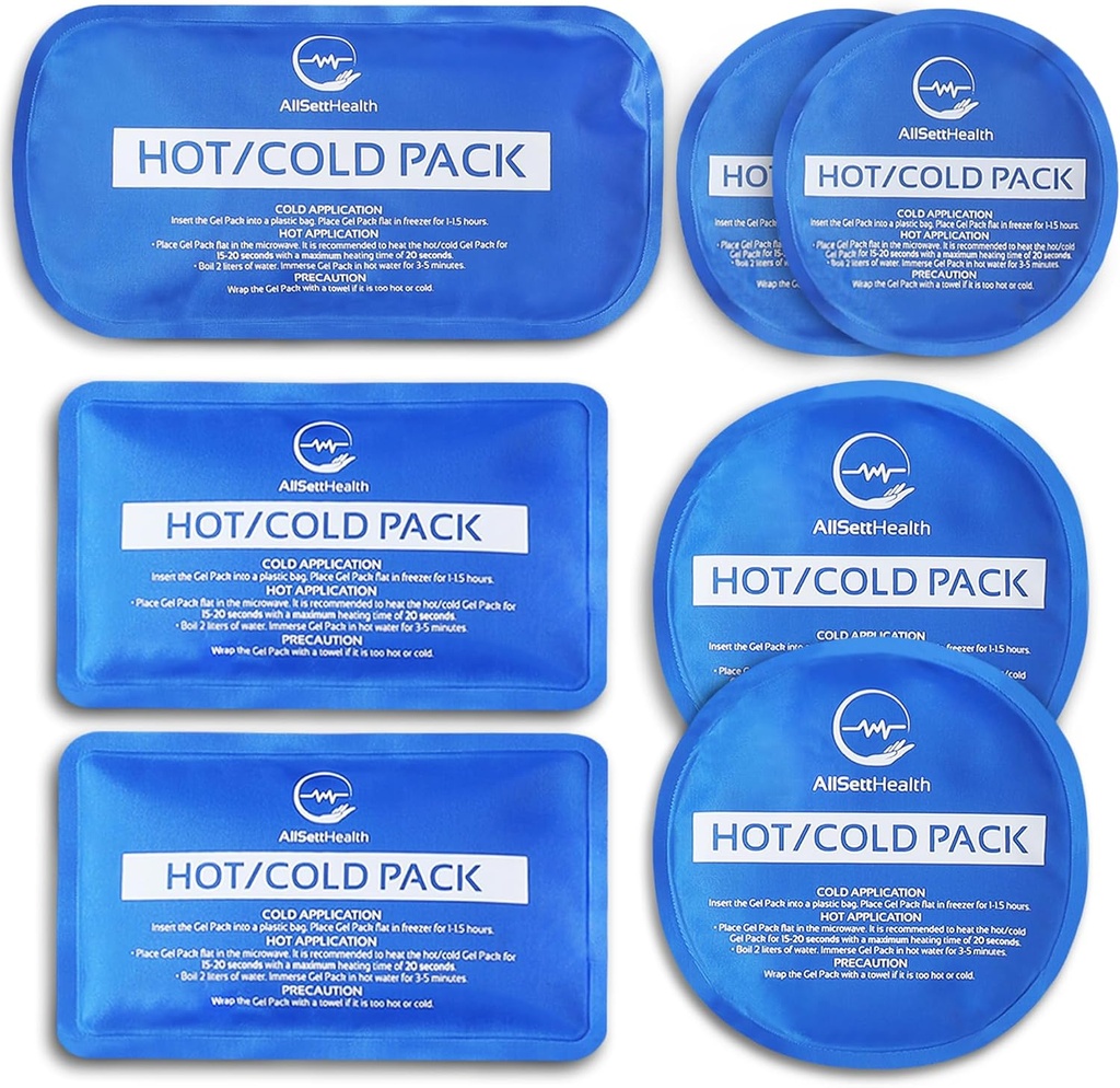 Reusable Hot and Cold Ice Packs for Injuries Reusable – 7 Piece Flexible Ice Packs in Multiple Shapes and Sizes – Multi Use Ice Pack for Back Pain Relief, Neck, Shoulder
