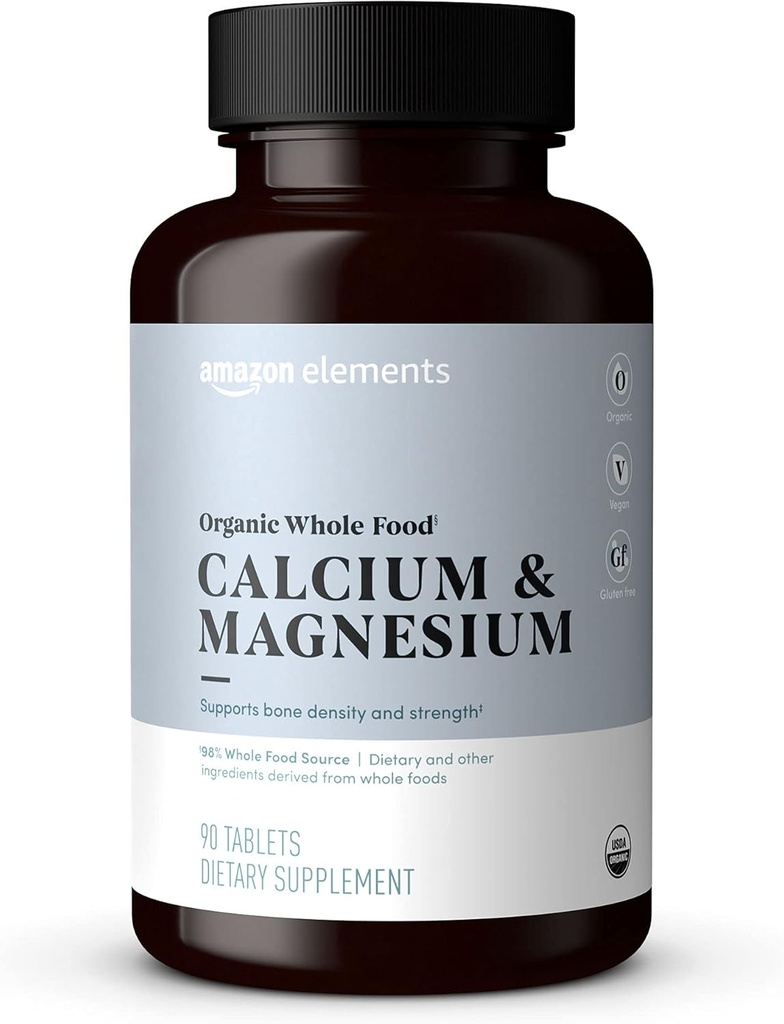 Elementos - Cementerio integral orgánico &amp; Magnesio, Vegan, Gluten Gratis, 90 comprimidos