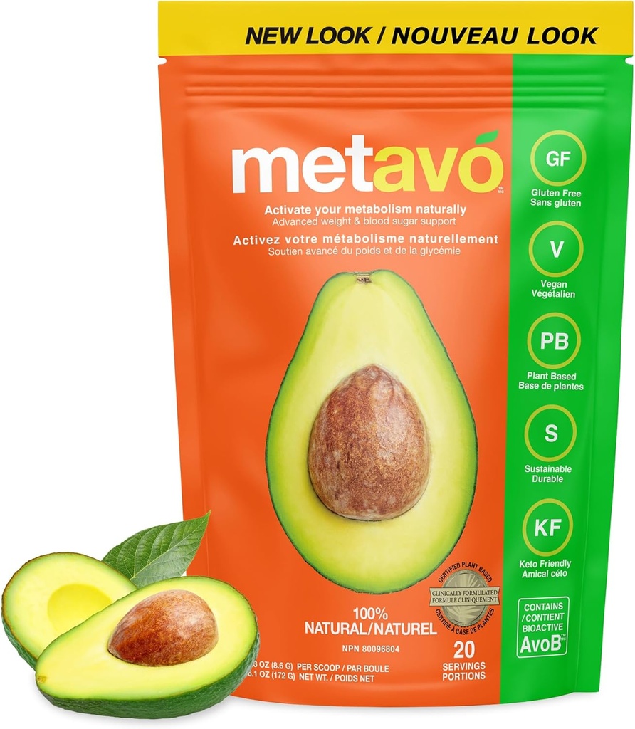 Metavo Smoothie Mix – Suplemento de Apoyo Energético con AvoB, Vitamina C & Chromium, Ideal para Recetas de Smoothie Blender, Polvo Nutricional Libre de Azúcar, Bebidas Saludables para Adultos, 20 Servidores-1 Cuenta