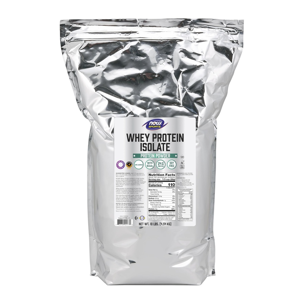 AHORA Foods Sports Nutrition, Whey Protein Isolate, 25 g Con BCAAs, Desflavored Powder, 10 libras