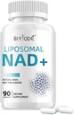 Suplemento NAD con Resveratrol Liposomal – Booster NAD 900mg con Phytosome Quercetin para Energía, Focus &amp; Aging saludable – Soporte celular para adultos 30+ – 80 cápsulas, fuente de 40 días