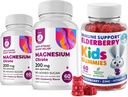 Gummies de arándano para niños y magnesio 200 mg Gummies Libre de azúcar - Sistema de inmunológico saludable Booster y soporte de salud con ancianos Extracto con cerdas de calma de magnesio para adultos y niños sin azúcar