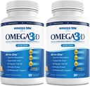 Triple Strength Pharmaceutical Grade Fish Oil 2750mg - Vitamin D3 50mcg - 1500mg EPA - 680mg DHA - Heart - Cholesterol - LDL - HDL - No Burps or Heartburn - High Concentration - 90 Servings