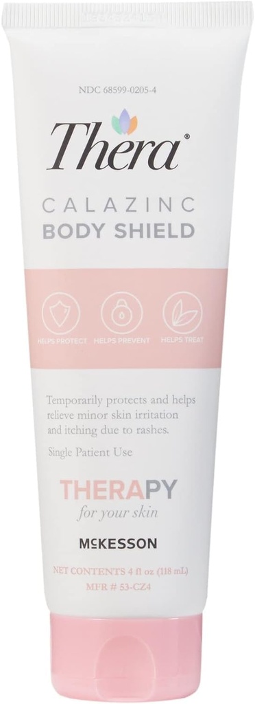 Escudo corporal Thera Calazinc de McKesson, Calamina con crema Zinc - Ungüento Barrera de piel para Eczema, Psoriasis, Diaper Rash - 4 oz. Tube, 1 Conde