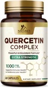 Quercetina Suplemento 1000mg - Soporte natural de base vegetal para Immune, Celular, respiratorio " Cambios estacionales - Extra Strength Quercetin Dihydrate de Sophora Japonica - 60 cápsulas vegetales