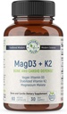 Magnesium Malate + Vegan Vitamina D3 + Estabilizada Vitamina K2, Suplemento de Apoyo Completo para Energía Celular, Cardiovascular, Immune y Metabólica Salud & Bone Strength, 90 Veggie Caps