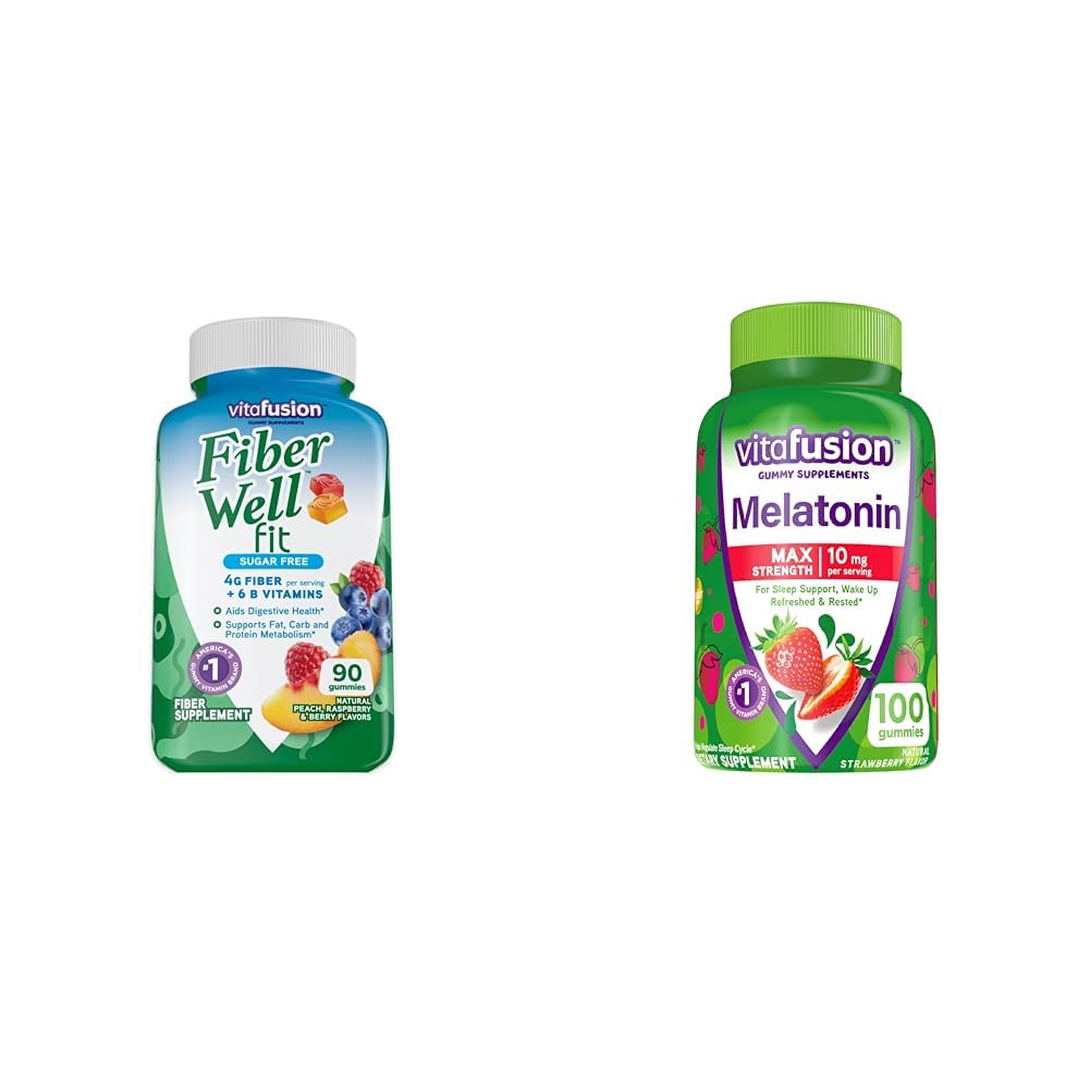 Vitafusion Fiber Well Fit Gummies 90 Conde y Max Strength Melatonin Gummies 100 Conde